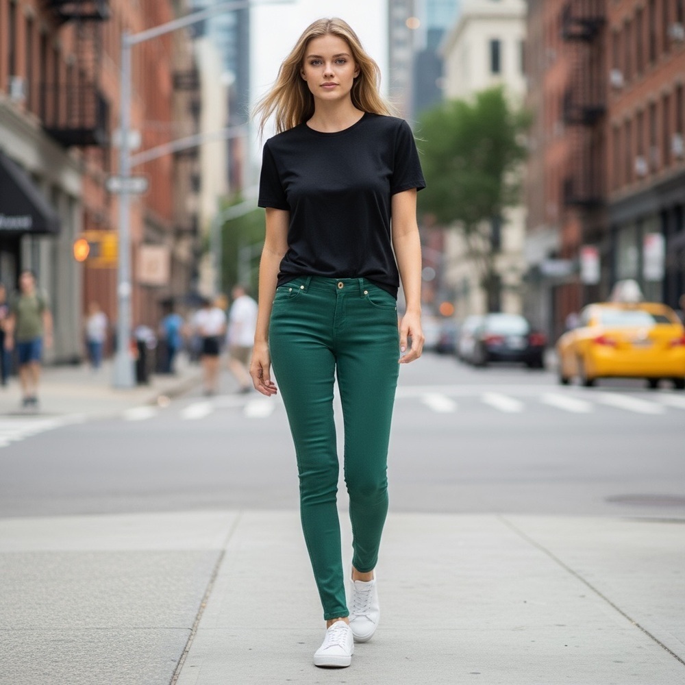 ZARA TRAFALUC Green Stretch Slim Jeans Size 02